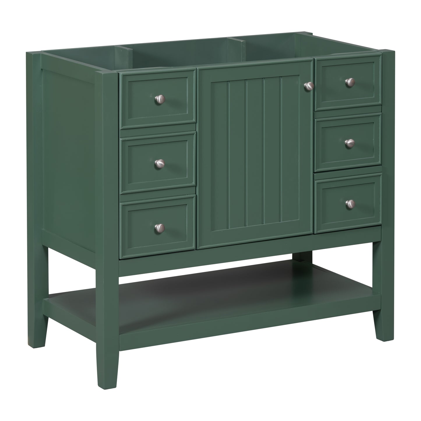 36' Bathroom Vanity without Sink, Cabinet Base Only, One Cabinet and three Drawers, Green