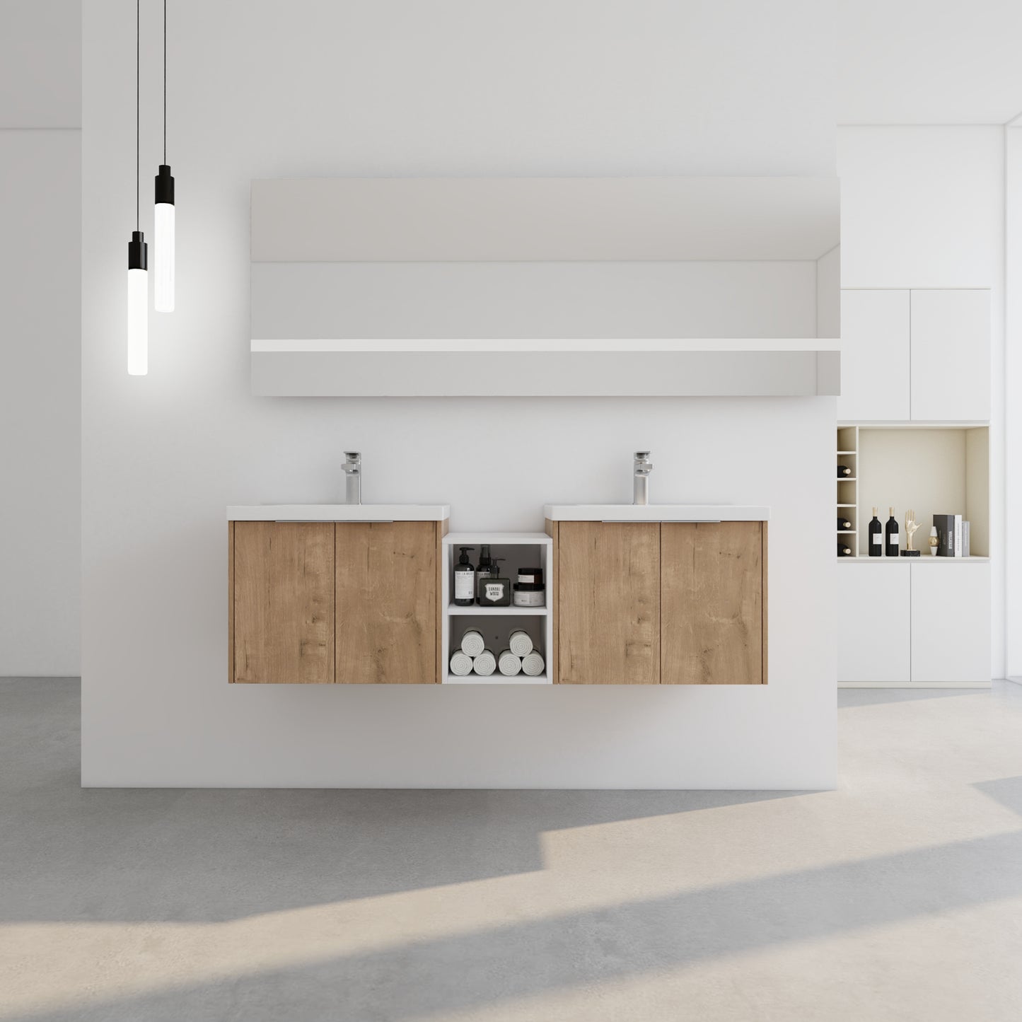 60 Inch Soft Close Doors Bathroom Vanity With Sink, A Small Storage Shelves, 24' and 12' Combination Cabinet,(KD-Packing)