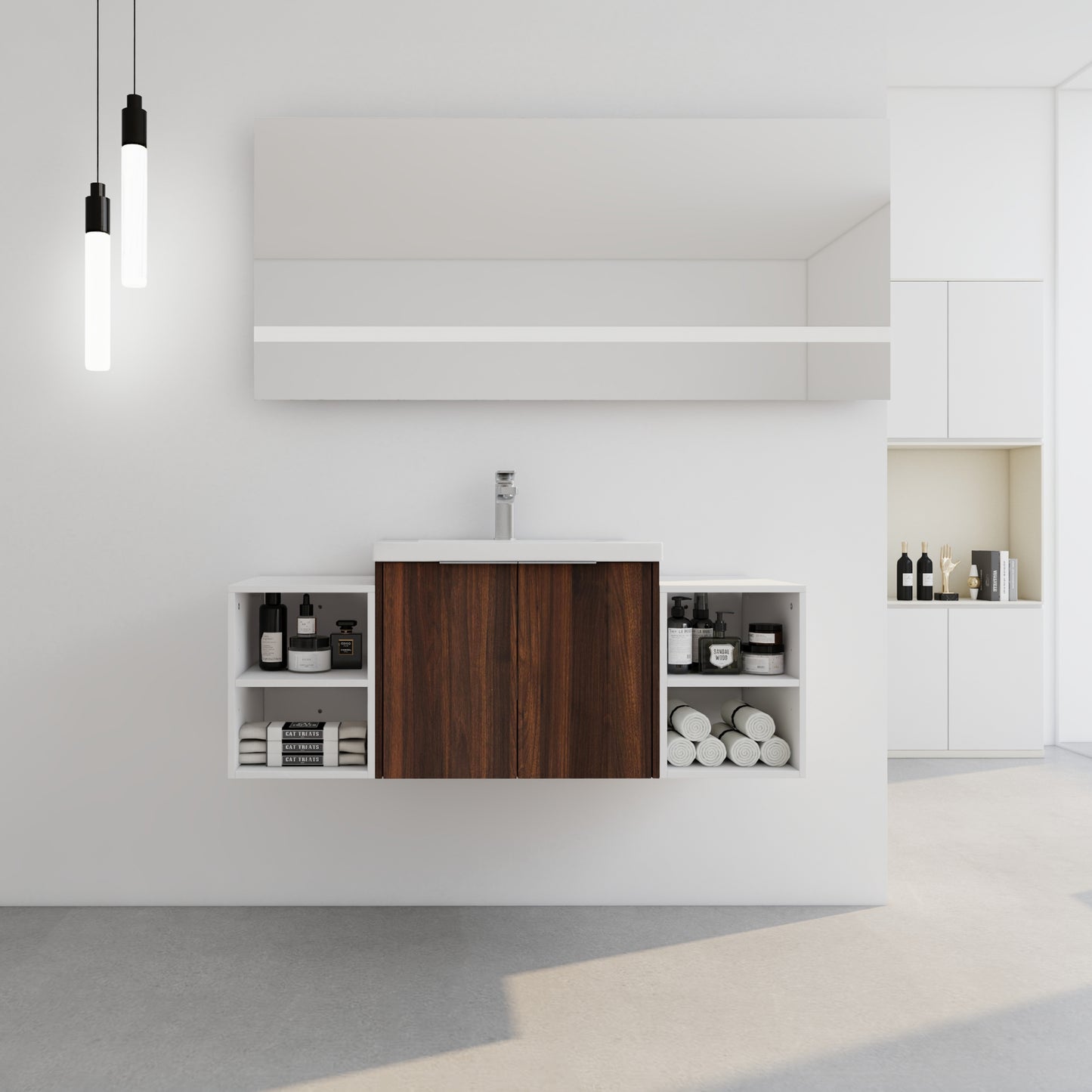 48 Inch Soft Close Doors Bathroom Vanity With Sink, Two Small Storage Shelves, 24' and 12' Combination Cabinet,(KD-Packing)