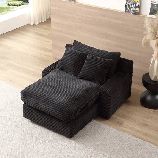 Modern Luxury Sofa Couch for Living Room Quality Corduroy Upholstery Sleeper Sofa Bed Daybed Black