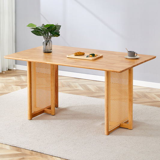 Chinese country retro solid wood dining table, simple modern imitation rattan dining table, wooden dining table.Suitable for dining room, office.Natural Style Solid Wood Dining Table.W1151P154592