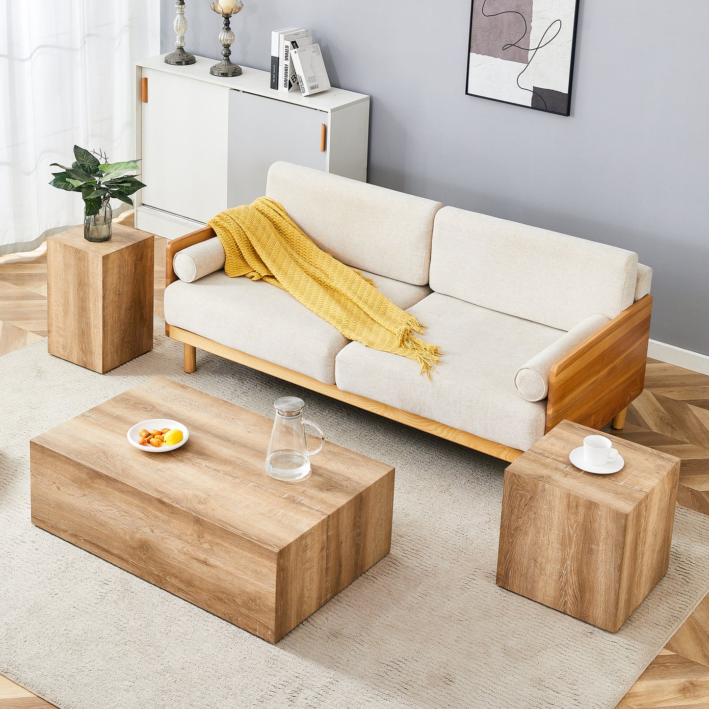 Harmonious Wooden MDF Coffee Table Set - A Choice for Modern Home Harmony.