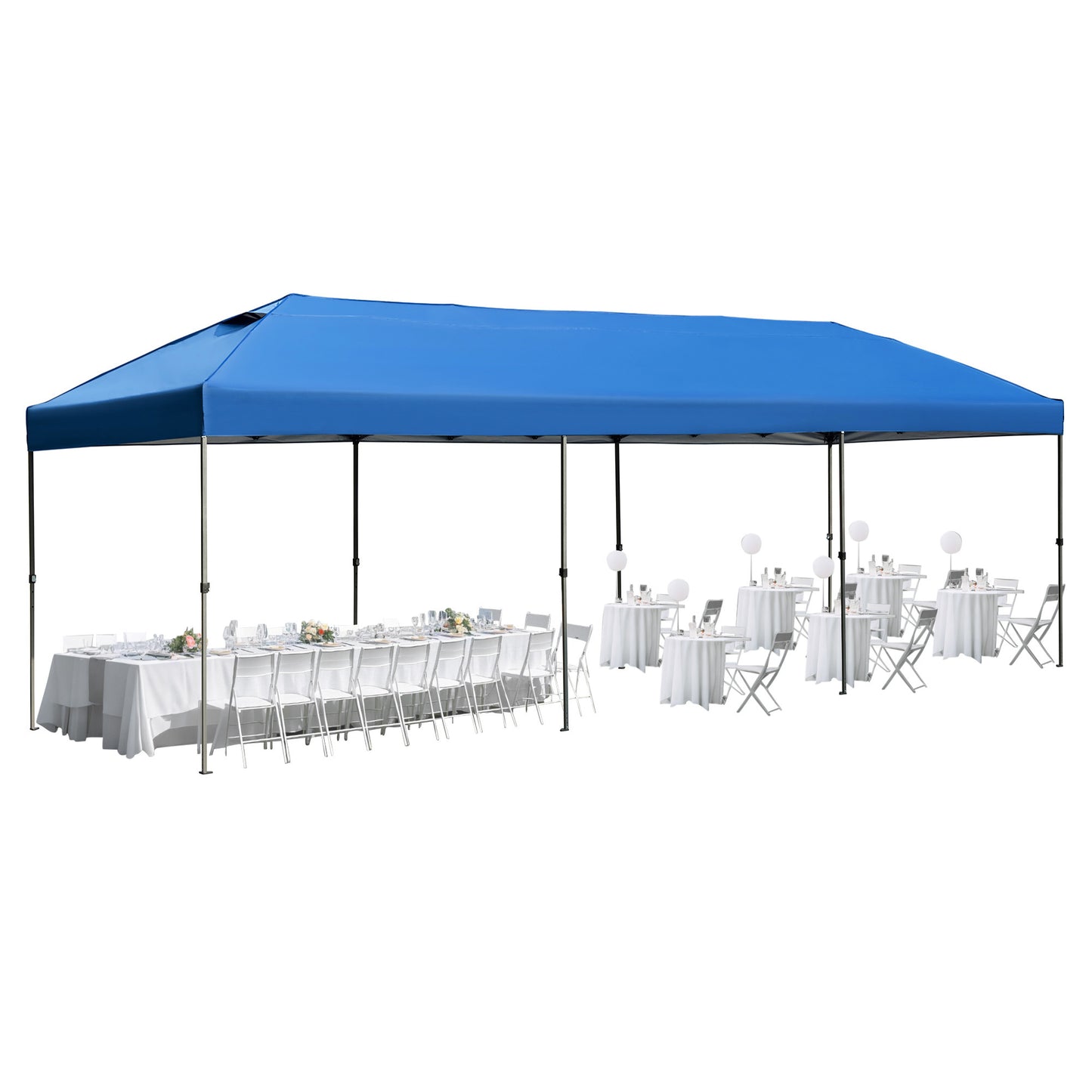 TREXM 10x30 Pop Up Canopy with Sidewalls, Heavy Duty Outdoor Party Tent with Wheeled Bag, for Patio,Wedding, Backyard (Blue)