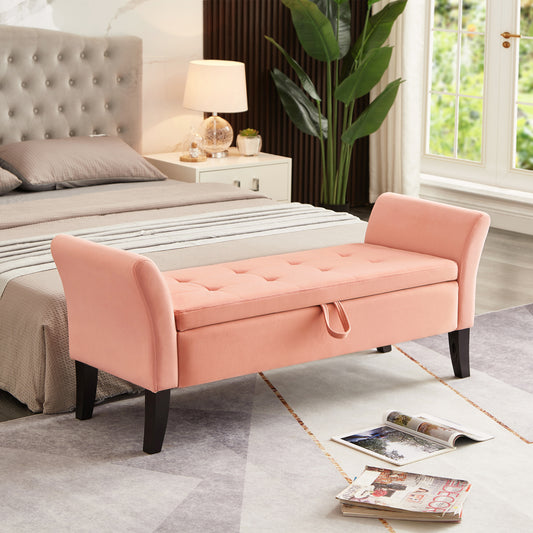 51.5' Bed Bench with Storage Pinlk Velvet