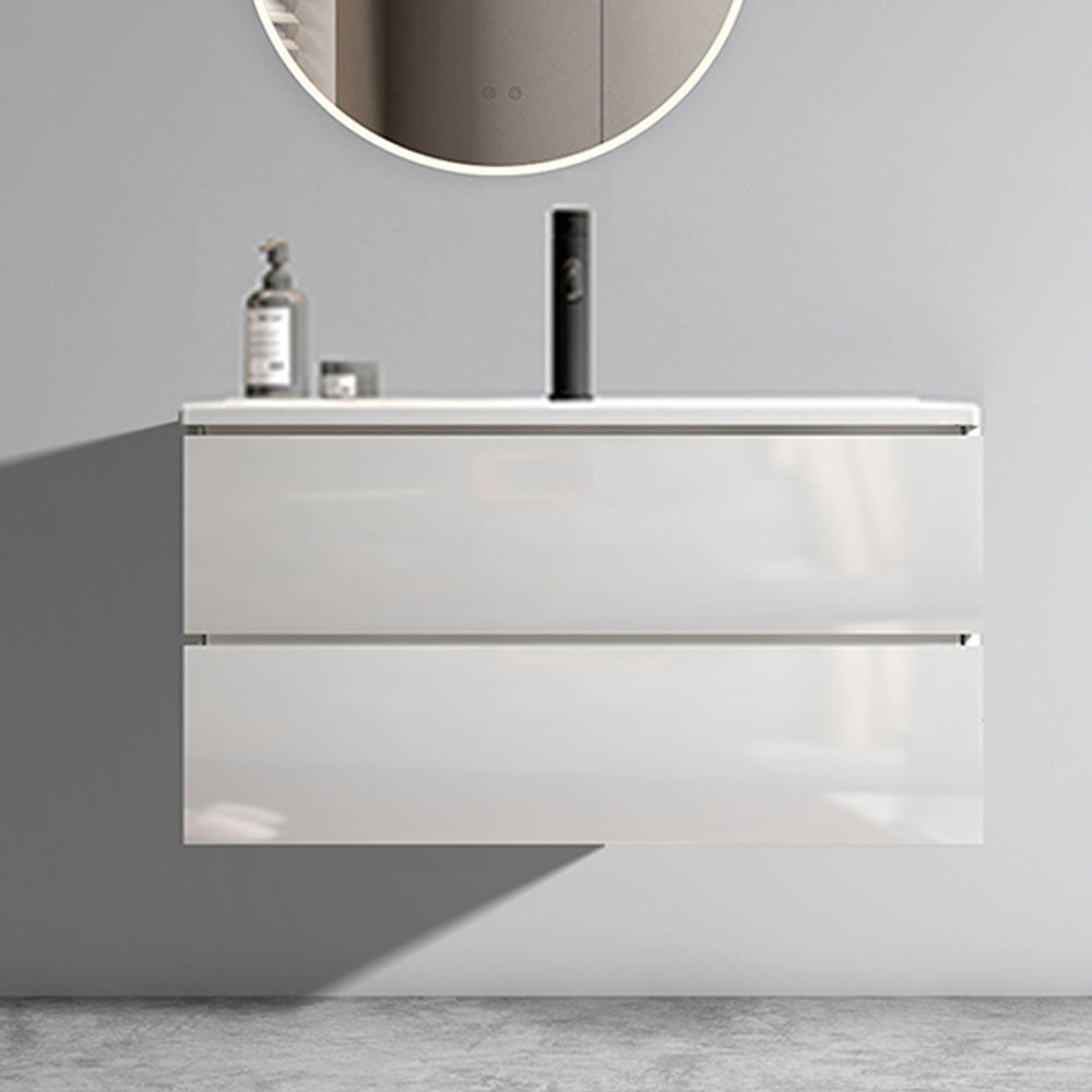 TIA 36' Wall Mount Glossy White Bathroom Vanity with Ceramic Sink with Single Hole, Large Storage Floating Bathroom Vanity for Modern Bathroom, Pre-assembled