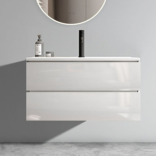 TIA 36' Wall Mount Glossy White Bathroom Vanity with Ceramic Sink with Single Hole, Large Storage Floating Bathroom Vanity for Modern Bathroom, Pre-assembled