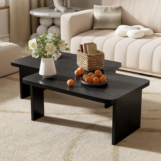 U-Can Modern Minimalist Coffee Table Set, Rectangle Coffee Table with Splicing Design, Multifunctional Combination Table for Living Room