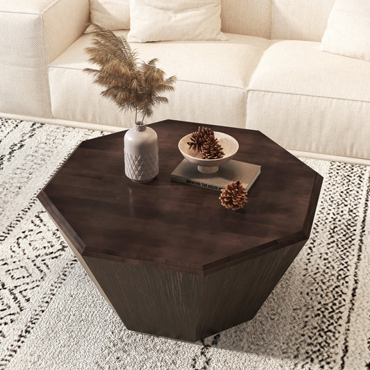 31.5 'Octagonal Black walnut Rubber wood  Coffee Table, Coffee Table, Living Room Bedroom