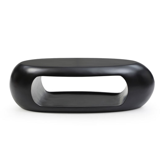 48.42'' Modern Oval Coffee Table, Sturdy Fiberglass Center Cocktail Table Tea Table for Living Room, BLACK, No Need Assembly