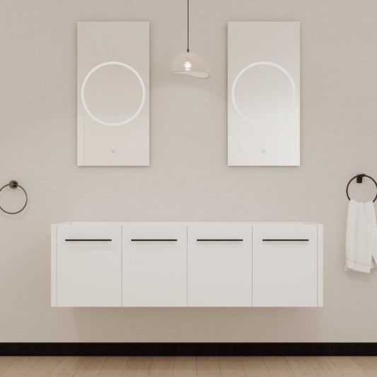 60 Inch Wall-mounted Bathroom Vanity (Only the Cabinet Body, No Top Sink)-BVB09160GWH