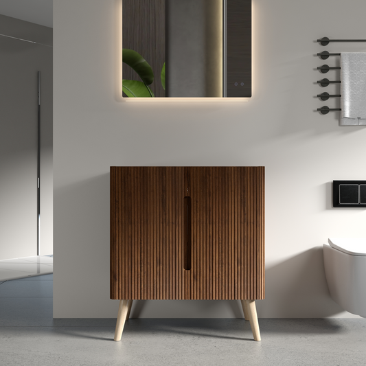 CC0430F305 Etna 30' Striped Walnut Bathroom Vanity WITHOUT Sink, Freestanding Bathroom Cabinet for Modern Bathroom