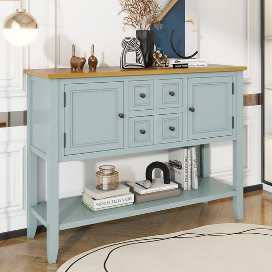 TREXM Cambridge Series  Ample Storage Vintage Console Table with Four Small Drawers and Bottom Shelf for Living Rooms, Entrances and Kitchens (Lime White, OLD SKU: WF190263AAK)