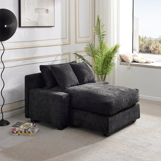 Modern Luxury Sofa Couch for Living Room Quality Chenille  Upholstery Sleeper Sofa Bed Daybed Black Chenille