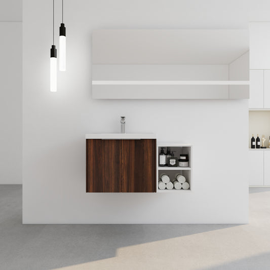 36 Inch Soft Close Doors Bathroom Vanity With Sink, A Small Storage Shelves, 24' and 12' Combination Cabinet,(KD-Packing)