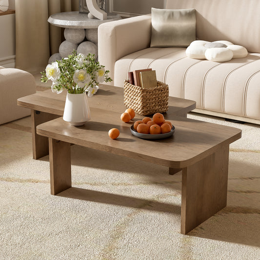 U-Can Modern Minimalist Coffee Table Set, Rectangle Coffee Table with Splicing Design, Multifunctional Combination Table for Living Room