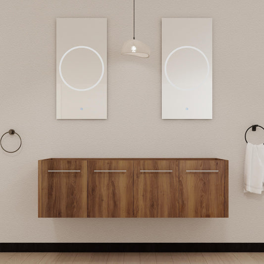 60 Inch Wall-mounted Bathroom Vanity (Only the Cabinet Body, No Top Sink)-BVB09160BRE