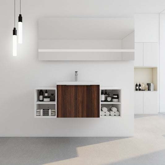 48 Inch Soft Close Doors Bathroom Vanity With Sink, Two Small Storage Shelves, 24' and 12' Combination Cabinet,(KD-Packing)