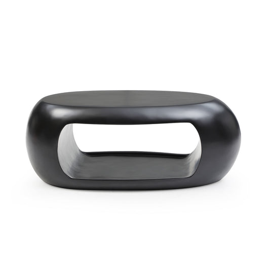 39.37'' Oval Coffee Table, Sturdy Fiberglass table for Living Room,  No Need Assembly Black