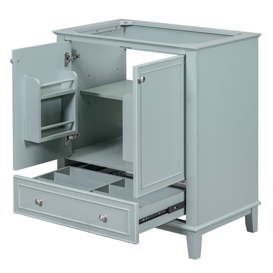 30' Bathroom Vanity without Sink, Base Only, Multi-functional Bathroom Cabinet with Doors and Drawer, Solid Frame and MDF Board, Green