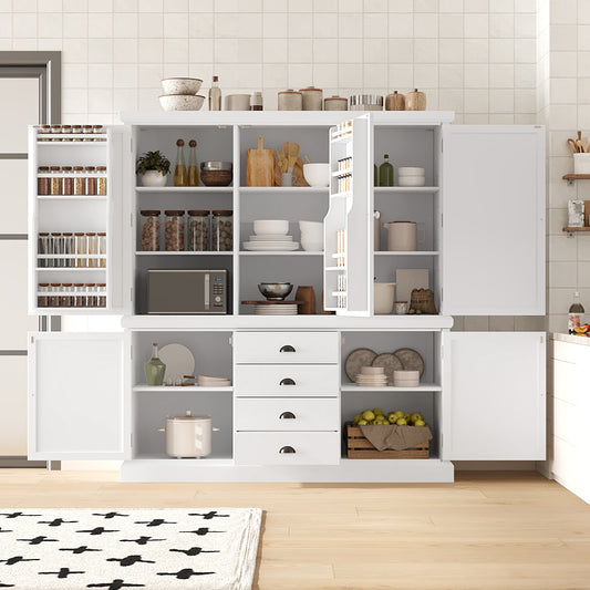 [Assembly Video Provided] TOPMAX 73'' Freestanding Wooden Kitchen Pantry Organizers and Storage Kitchen Cabinet with Drawers Cupboard with Door Shelves and Adjustable Shelves for Dining Room, White