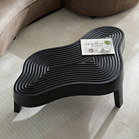 47.24''Fiberglass Clound Coffee Table for Living Room,Matte Black Relief Table front of the Sofa, Irregular Center Table for Apartment,No Need Assembly