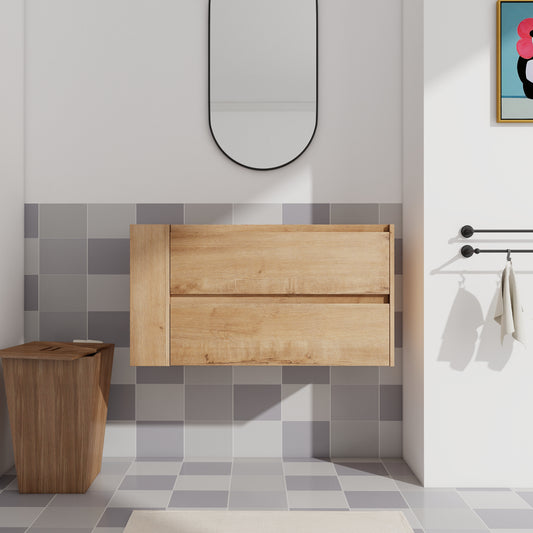 36' Wall Mounting Bathroom Vanity, Soft Close Drawer(Only Vanity, Without Basin)