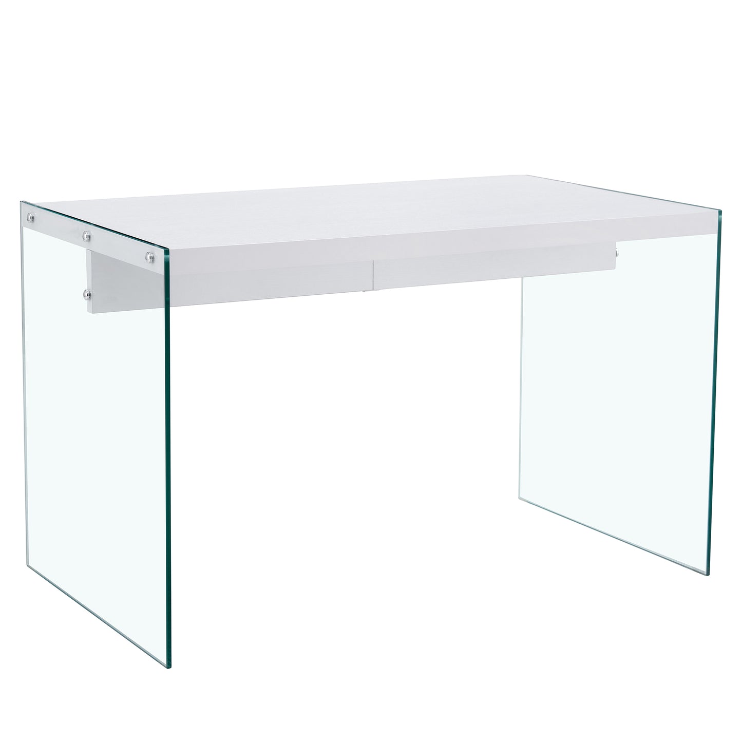 Elegant MDF and Clear Tempered Glass Coffee Table with Storage, White Finish